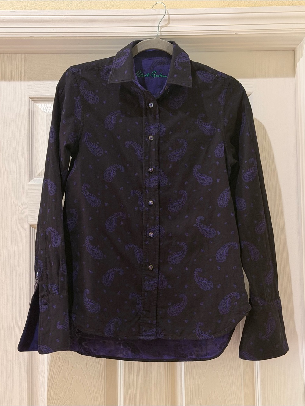 Robert Graham Black Shirt with Purple Paisley Print